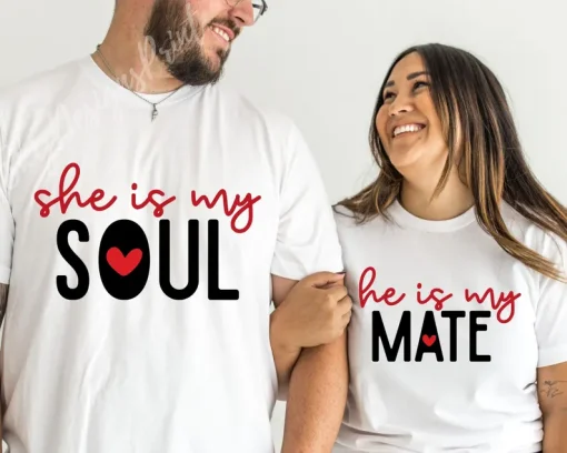 She Is My Soul He is my mate couple t-shirt