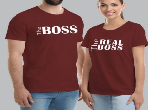 The Boss The Real Boss Couple T-Shirts thd