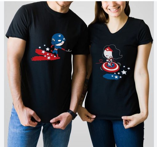 Bold Loft Captain Wonder Couple Shirts Superhero thd