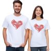 Couple Printed Round Neck White T-Shirt thd