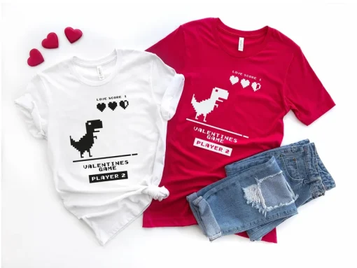 Dinosaur Valentines Shirts for Couples