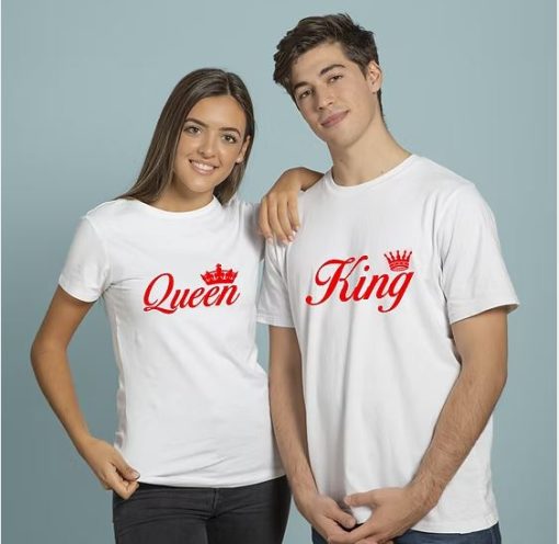 king queen Couple T-Shirts thd