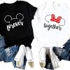 Black and White Mickey Head Forever Together Couples T-Shirt