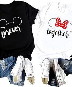 Black and White Mickey Head Forever Together Couples T-Shirt