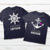 CRUISE COUPLES SHIRTS CAPTAIN AND ANCHOR HIS AND HERS MATCHING T-SHIRT