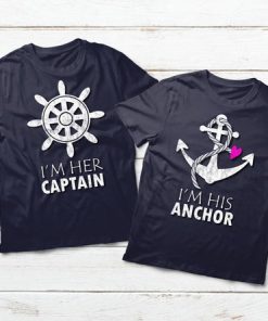 CRUISE COUPLES SHIRTS CAPTAIN AND ANCHOR HIS AND HERS MATCHING T-SHIRT