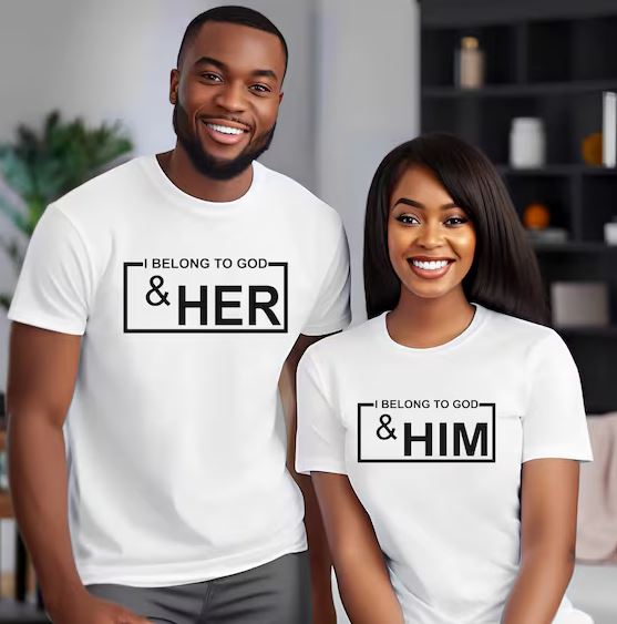 I Belong to God and Her Couples Shirt thd
