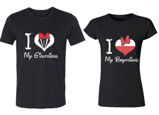 I Love My Girlfriend Boyfriend Cartoon Heart tshirt thd
