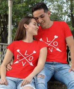 LOVE Printed Matching Couple T Shirt thd