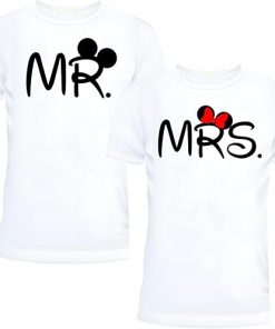 White MR MRS Couples T-Shirt