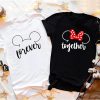 White and Black Mickey Head Forever Together Couples T-Shirt