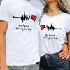 my heart belong to her him Couple Love T Shirt thd