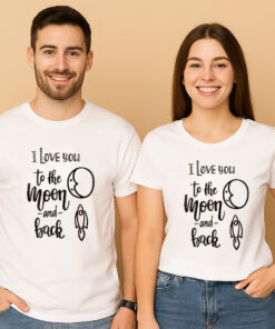 I Love You To The Moon And Back Couple T Shirt